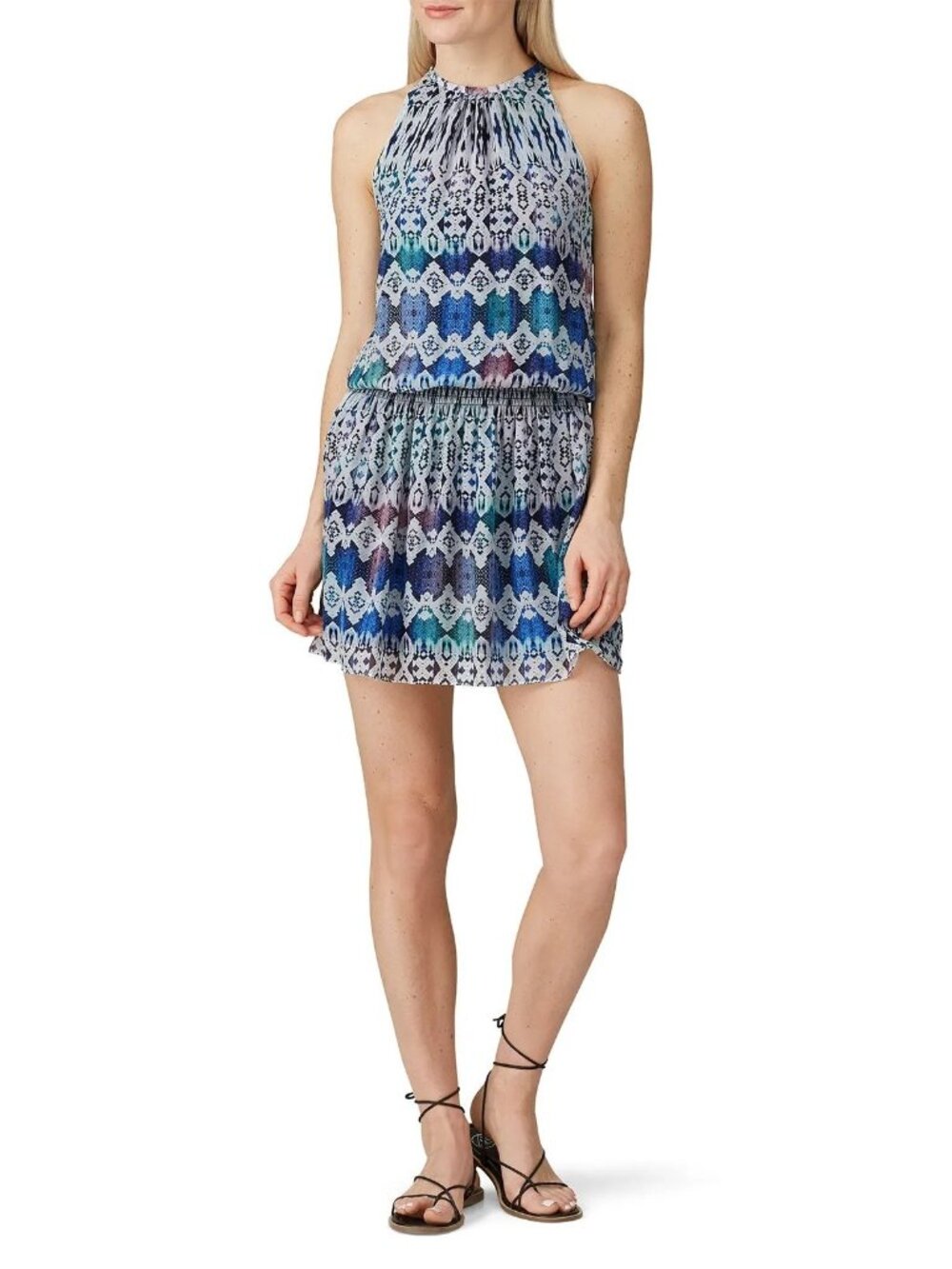 Ramy Brook Paris Multi-Color Print Silk Georgette Mini Dress Women's Size Large - Picture 2 of 8